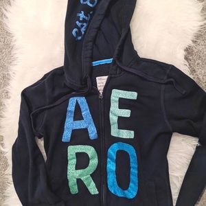 Blue Zip-Up Hoodie with Sparkly Detailing